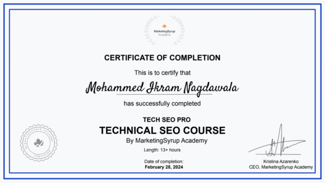 Tech SEO Pro certification