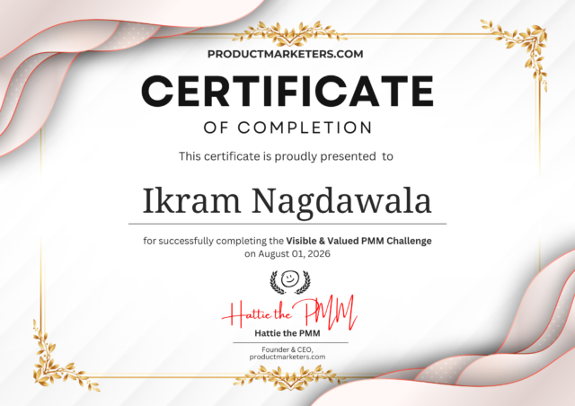 The Visible & Valued PMM Challenge - Certificate of Completion